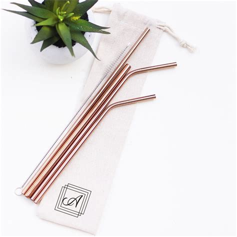 Personalized Straw Pouch With Stainless Steel Straw Set Eco Etsy