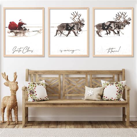 Anydesign 3pcs Christmas Wall Art Prints 8x10in Santa Claus