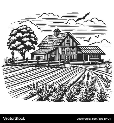 Rustic farm landscape Royalty Free Vector Image