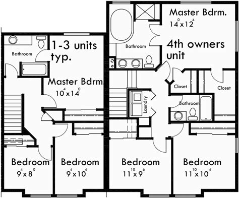 4 Plex Plans Fourplex With Owners Unit Quadplex F 551