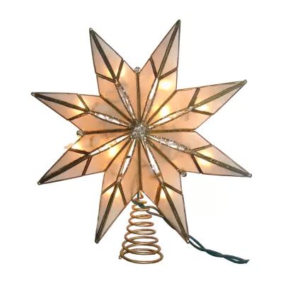 Kurt Adler 9 Inch 10 Light 8 Point Gold Capiz Star Tree Topper Color