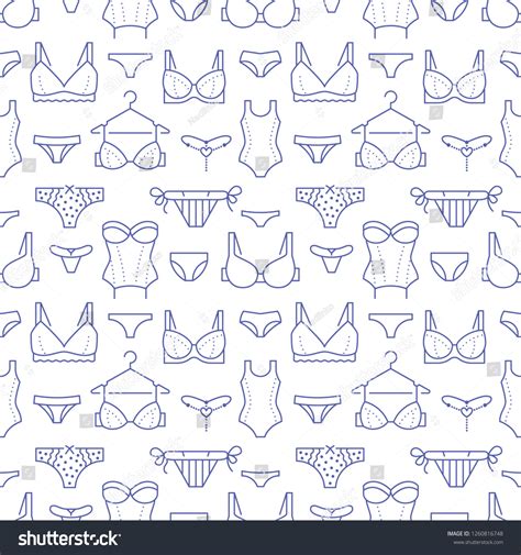 Lingerie Seamless Pattern Flat Line Icons Vector De Stock Libre De