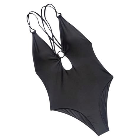 Maillot de bain une pièce pour femme bikini sexy dos nu Bikini couleur unie Noir Noir