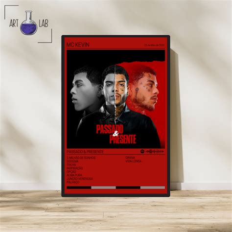 Quadro decorativo álbum Spotify MC Kevin Passado Presente moldura e