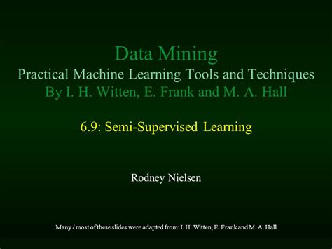 Data Mining Practical Machine Learning Tools And Techniques By I H