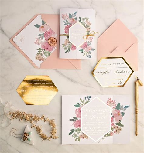 Wedding Invitations Gold Rose Gold Silver Glitter 10 Frameg Z