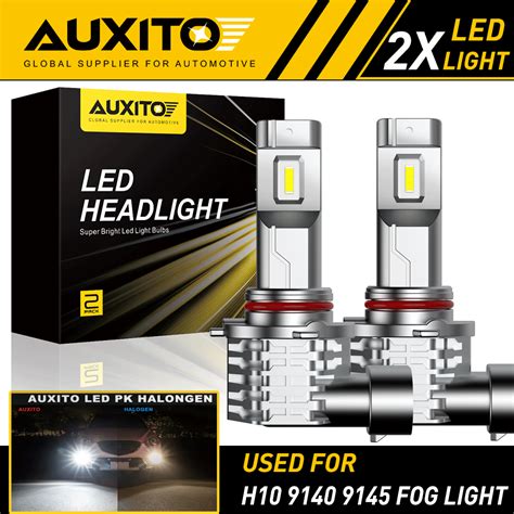 2X AUXITO H10 9140 9145 LED Fog Light DRL Bulb Super White 4000LM High