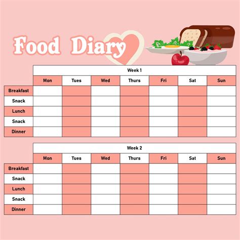 7 Best Images Of Printable 7 Day Food Log 5 Meals A Day Food Diary