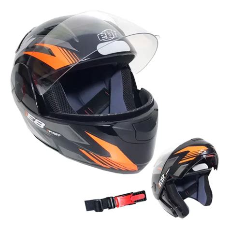 Capacete Moto Escamoteavel Ebf Fast E08 Robocop Preto 60 Parcelamento