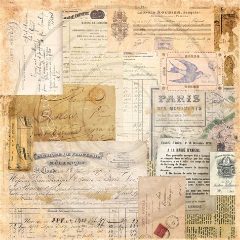 French Collage Scrapbook Paper Vintage Ephemera Instant Digital