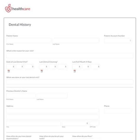 Dental Health History Form Template Formstack