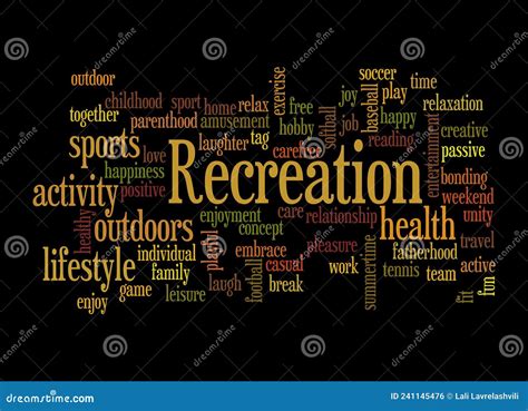 Word Cloud With Recreation Concept Isolated On A Black Background