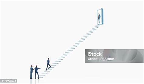 성공의 길 계단을 오르는 성공적인 사업가 목표 달성 경력 만들기 전문적인 성장 개념 3d 렌더링 그림입니다 꼭대기에 대한 스톡