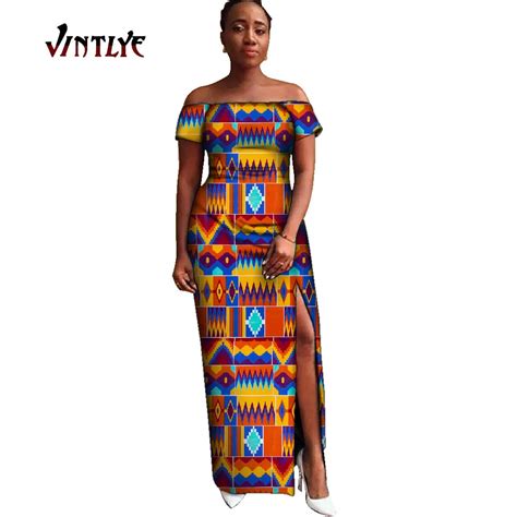 Fashion Robe Africaine Femme Dashiki African Print Split Dresses