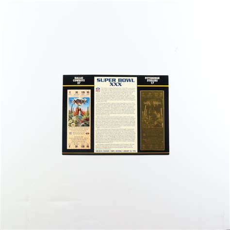 Super Bowl Xxx Commemorative X Score Card Display With Kt Gold