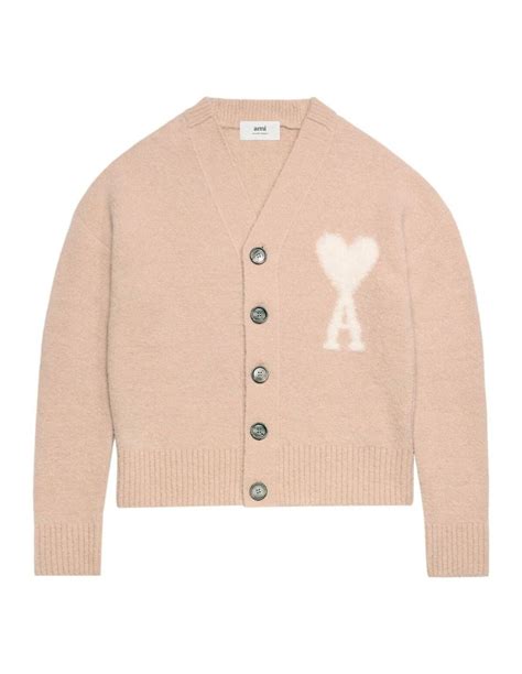 Oversize Pink Cardigan With Large Ami De Coeur Logo Fw