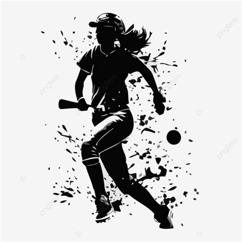 Softball Player Silhouette Vector, Sticker Clipart Softball Player ...