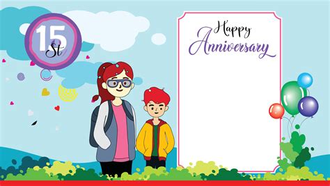 White blank space greeting cards. Anniversary edition. Cartoon couple ...