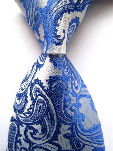 New Classic Paisley Blue JACQUARD WOVEN 100 Silk Men S Tie Necktie In