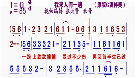 【张效贤爱音乐】动态原版伴奏g调《我来人间一趟》简谱 超过2万粉丝1万作品在等你音乐视频 免费在线观看 爱奇艺