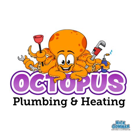 Cartoon Octopus Plumbing Logo Vector Logo Design For Salisbury Plumber