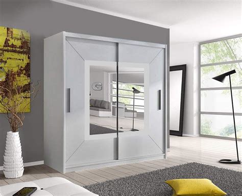 Ac Milan Modern Double Mirror Sliding Door Wardrobe With Led Light