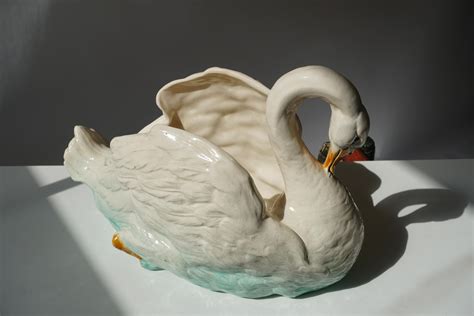 Large Ceramic Swan Planter Jardinière at 1stDibs swan ceramic planter