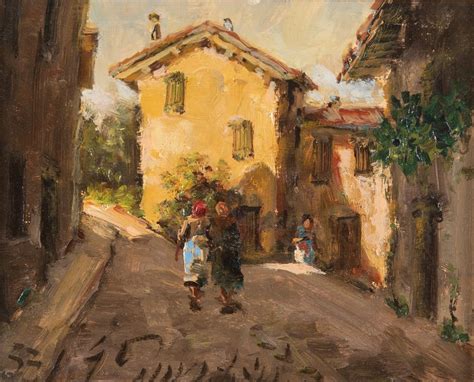 GIULIANO AMADORI Bologna 1883 1972 La Casa Gialla 1953 Olio Su