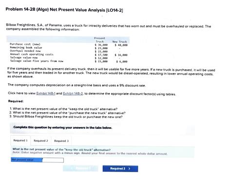 Solved Problem Algo Net Present Value Analysis Chegg