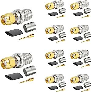 XRDS RF SMA Crimp Connectors 10 PCS SMA Male Crimp Solder Attachment