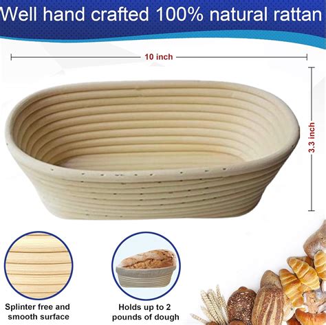 Inch Oval Banneton Proofing Basket Set – Bread Baking Kit with Dough ...