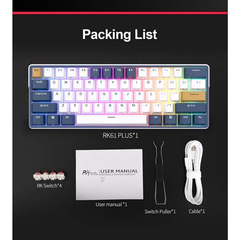 Royal Kludge Rk Plus G Wireless Bluetooth Usb C Three Mode Hot Swap Rgb Backlit Mini