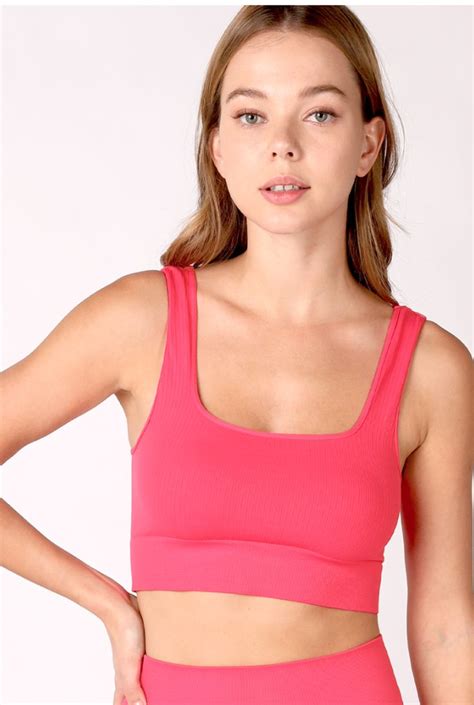 Nikibiki Hot Pink Cropped Ribbed Tank Top At Boho Pink Scoop Neck Bohemian Clothing Brands