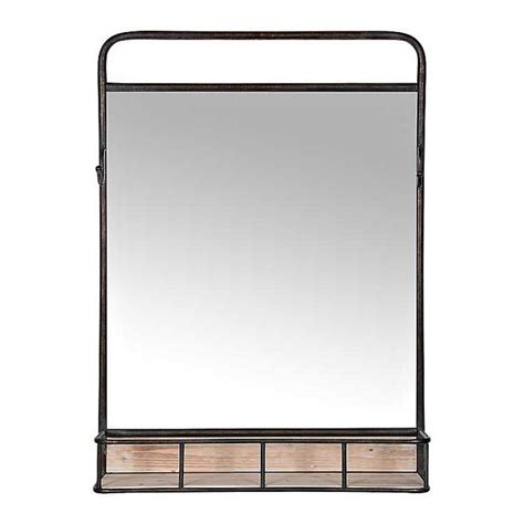 Metal Wall Mirror With Wood Shelf Black Metal Shelf How To Clean