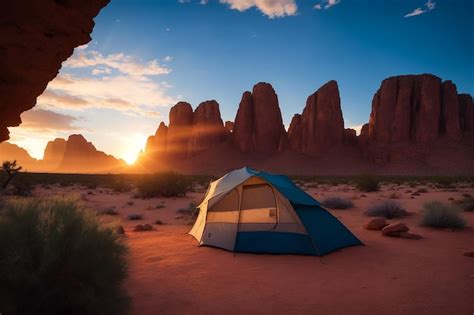 Premium AI Image | Traveler's tent in the desert at night