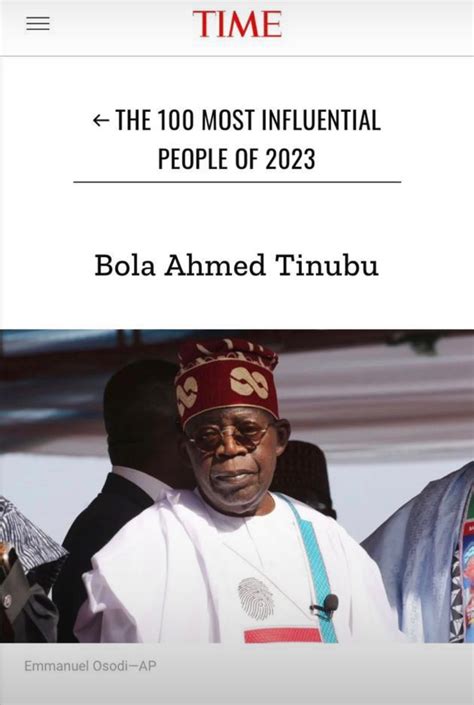 2023 Tinubu Makes Time Magazine’s 100 Most Influential People Politics Digest