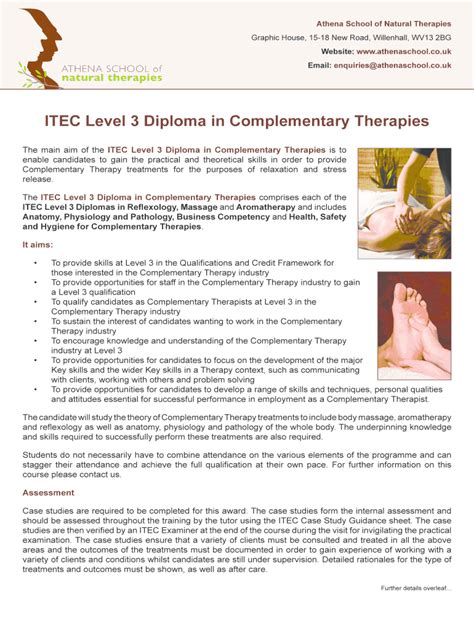 Fillable Online Itec Level Diploma In Complementary Therapies