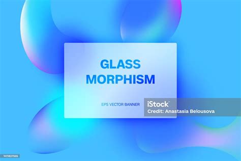 Glass Morphism Card Template Liquid Gradient Shapes Abstract Art Stock Illustration