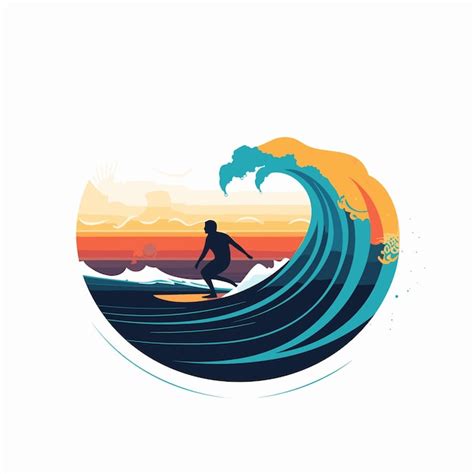 Um Surfista Montando Uma Onda Ilustra O Vetorial Vetor Premium