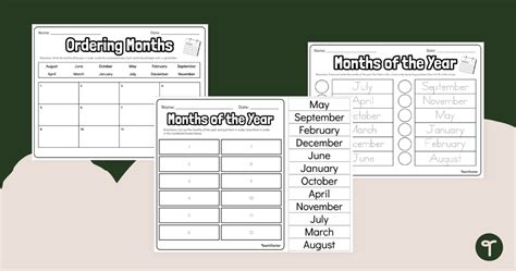 Months of the Year - Ordering Worksheet | Teach Starter - Worksheets ...