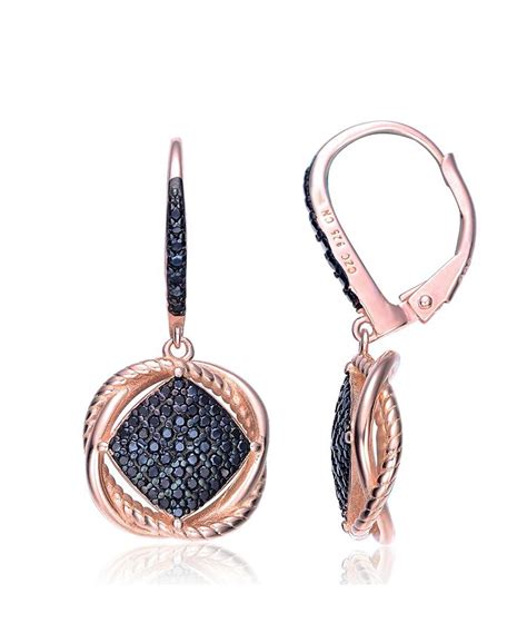 Genevive 18k Rose Gold And Black Plated Sterling Silver Cubic Zirconia