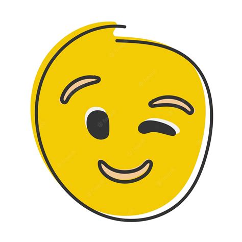 Premium Vector | Winking face eye wink emoji funny yellow emoticon with ...