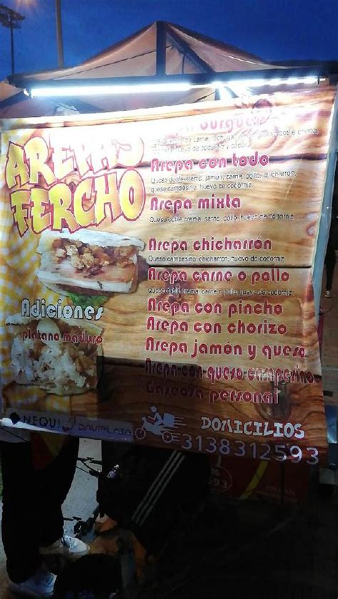 Menu at Árepas fercho restaurant Bogotá