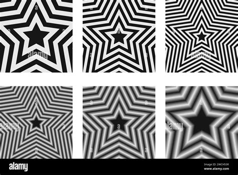 Set Of Concentric Stars Backgrounds Trendy Y2k Patterns In Black And