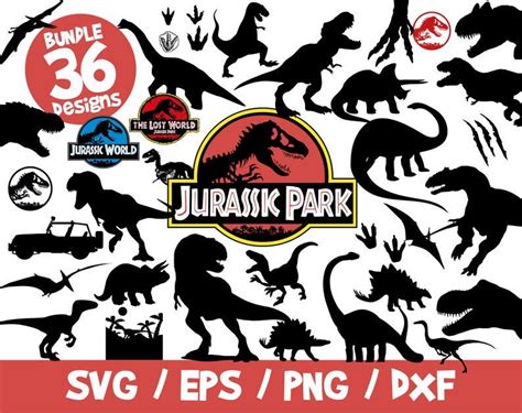 Jurassic Park Svg Bundle Dinosaur Cricut Silhouette Clipart Cut File