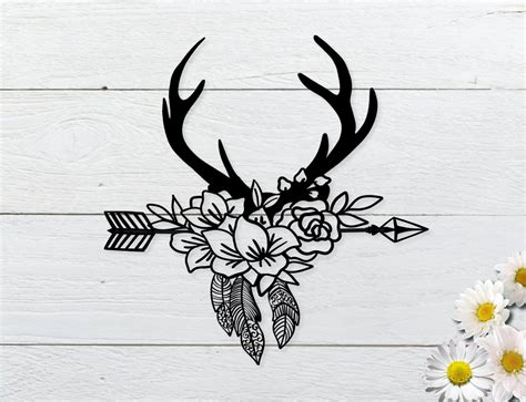 Floral Boho Antlers Svgflower Deer Antlers Svg For Cricut Etsy