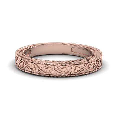 Engraved Filigree Vintage Wedding Band In 18K Rose Gold | Fascinating ...