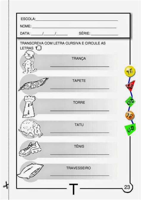 Atividade De Português 1º Ano Alfabetização Letra T 595