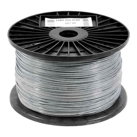 Cabo de Aço Galvanizado Plastificado Alma de Fibra 1 6mm 1 16 6x7