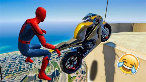 GTA 5 Spiderman Epic Bike Jumps 22 Spider Man Stunts Fails